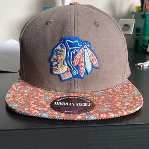 American Needle Chicago Blackhawks Hat - Floral/Gray/Blue/Corduroy Under-Bill